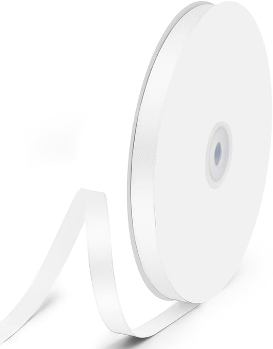 3/8" x 100 Yards Satin Ribbon - White Silk Ribbon with Spool - Ideal for Gift Wrapping, Floral Bouquets, Crafts, Wedding Party Decorations, Christmas and Sewing Projects