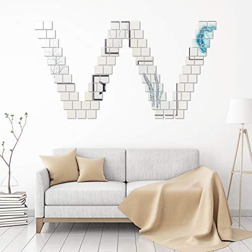 Jetec Mini Size Acrylic Square Mirror Adhesive Small Square Mirror Tiles for Crafts and DIY Projects Supplies(50 Pcs,2 Inches)