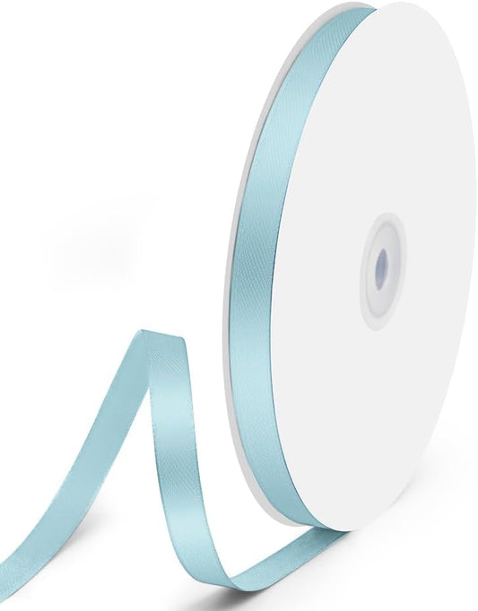 3/8" x 100 Yards Satin Ribbon - Light Blue Silk Ribbon with Spool - Ideal for Gift Wrapping, Floral Bouquets, Crafts, Wedding Party Decorations, Christmas and Sewing Projects