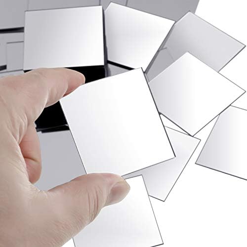 Jetec Mini Size Acrylic Square Mirror Adhesive Small Square Mirror Tiles for Crafts and DIY Projects Supplies(50 Pcs,3 Inches)