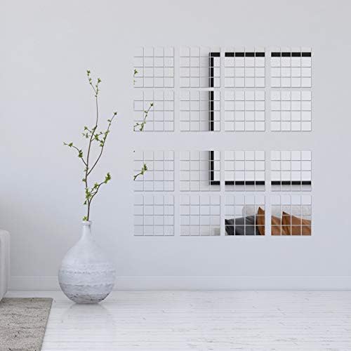 Jetec Mini Size Acrylic Square Mirror Adhesive Small Square Mirror Tiles for Crafts and DIY Projects Supplies(50 Pcs,2 Inches)