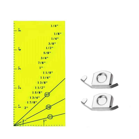 HONEYSEW Sew Seam Allowance Ruler and 2PCS Magnetic Seam Guide for Sewing Machine Perforated Seam Gauge for Perfect 1/8” to 2” Straight Line Hems Includes 1/4” Pivot Point and 45 Degree Trim Line