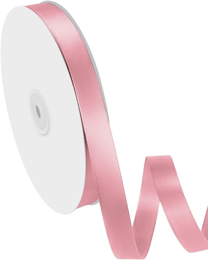 5/8" Width x 100 Yards Satin Ribbon, Light Pink Ribbon Perfect for DIY Craft, Bows, Gift Wrapping, Flower Bouquet, Valentine's Day, Christmas and Party Decoration
