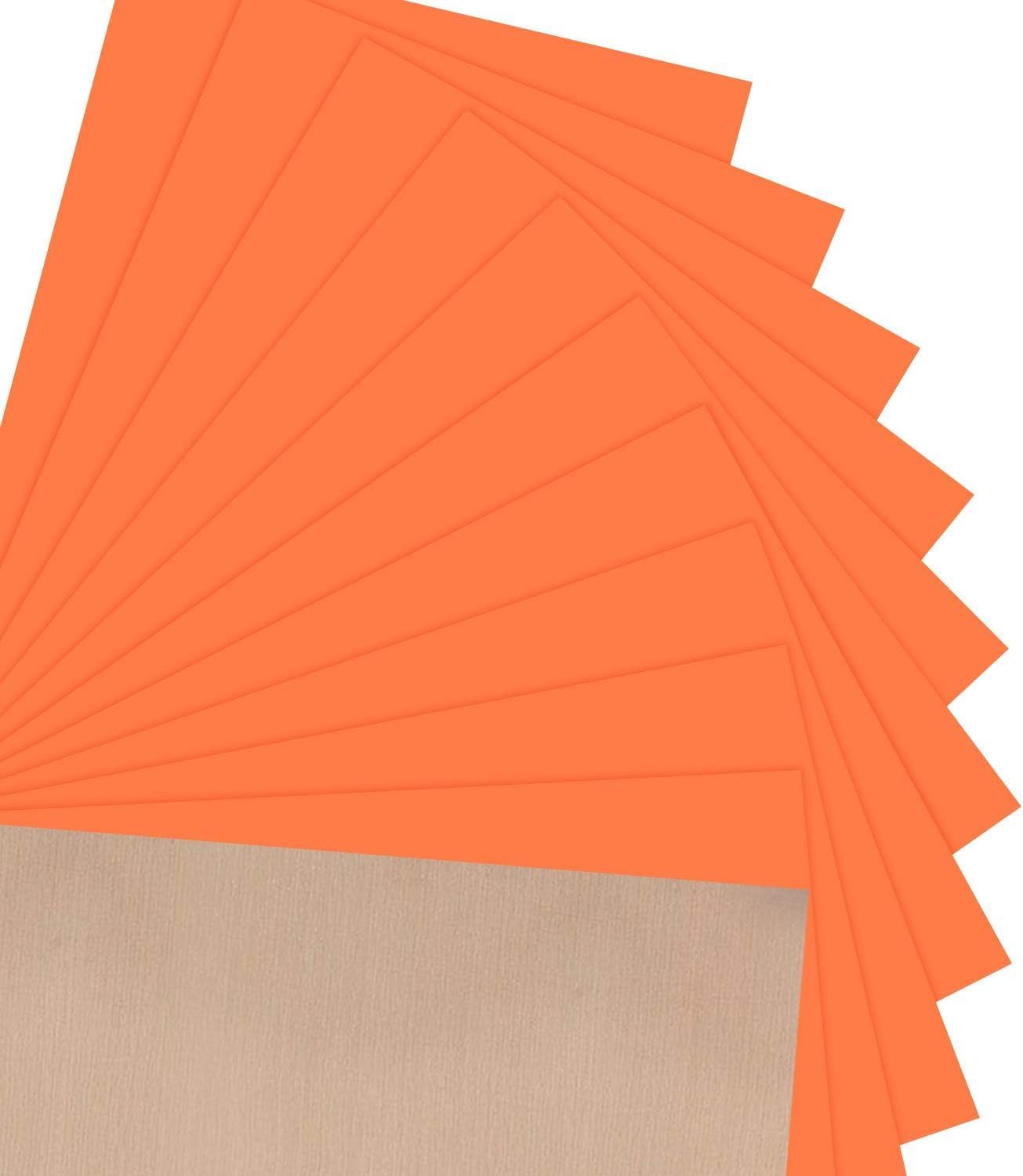 JANDJPACKAGING Neon Orange Heat Transfer Vinyl HTV for T-Shirts 12"x10" 10 Pack Iron on Vinyls (Neon Orange)