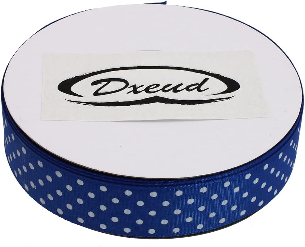 Polka Dot Grosgrain Ribbon 25 Yard Each Roll 100% Polyester (3/4", Royal Blue)