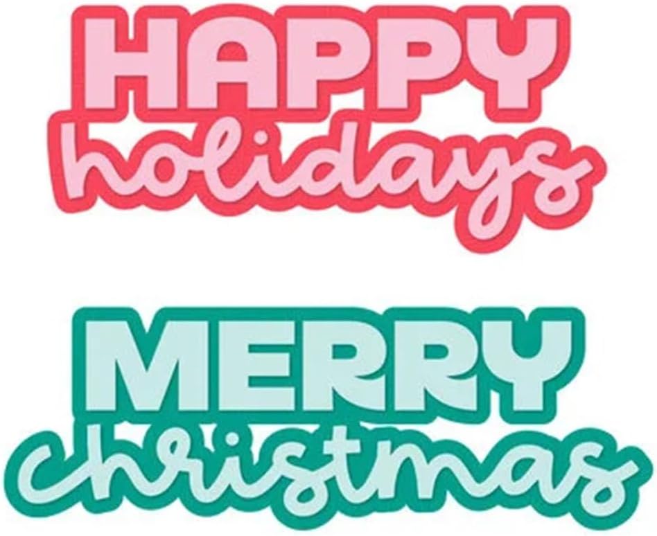 Metal Cutting Dies DIY Merry Christams Embossing Stencil Template Scrapbooking Card Making Mold Photo Album Arts Crafts Tools (Happy Holiday Merry Christmas-14.1x9.8cm)