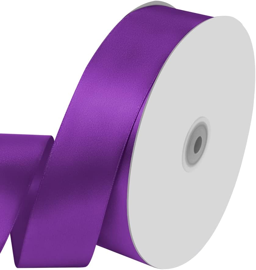 1.5" Wide x 100 Yards Single Faced Polyester Purple Satin Ribbon, Perfect for Wedding, Gift Wrapping, Bow Making & Other Projects (Purple)