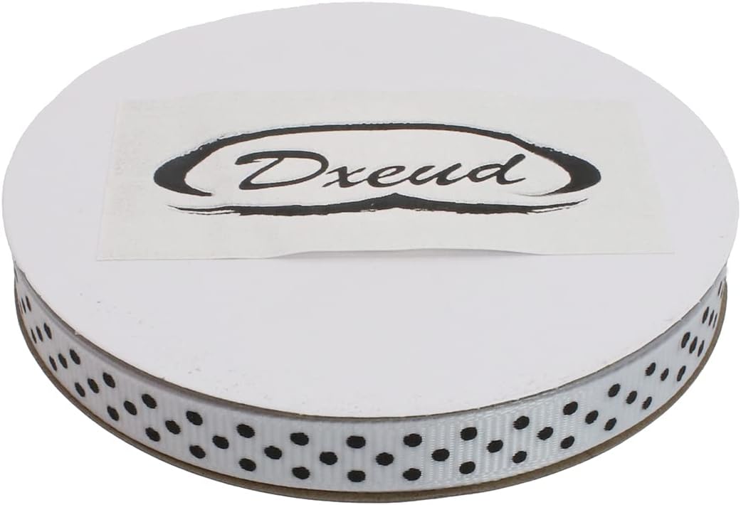 Polka Dot Grosgrain Ribbon 25 Yard Each Roll 100% Polyester (3/8", White)
