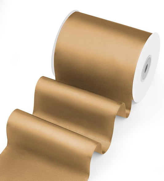 4" Width x 25 Yards Satin Fabric Ribbon, Champagne Gold Ribbon Perfect for Wedding Car, Chair Sash, Grand Opening Ceremony, Big Bows, Embroidery, Floral Crafts, Party Decoration