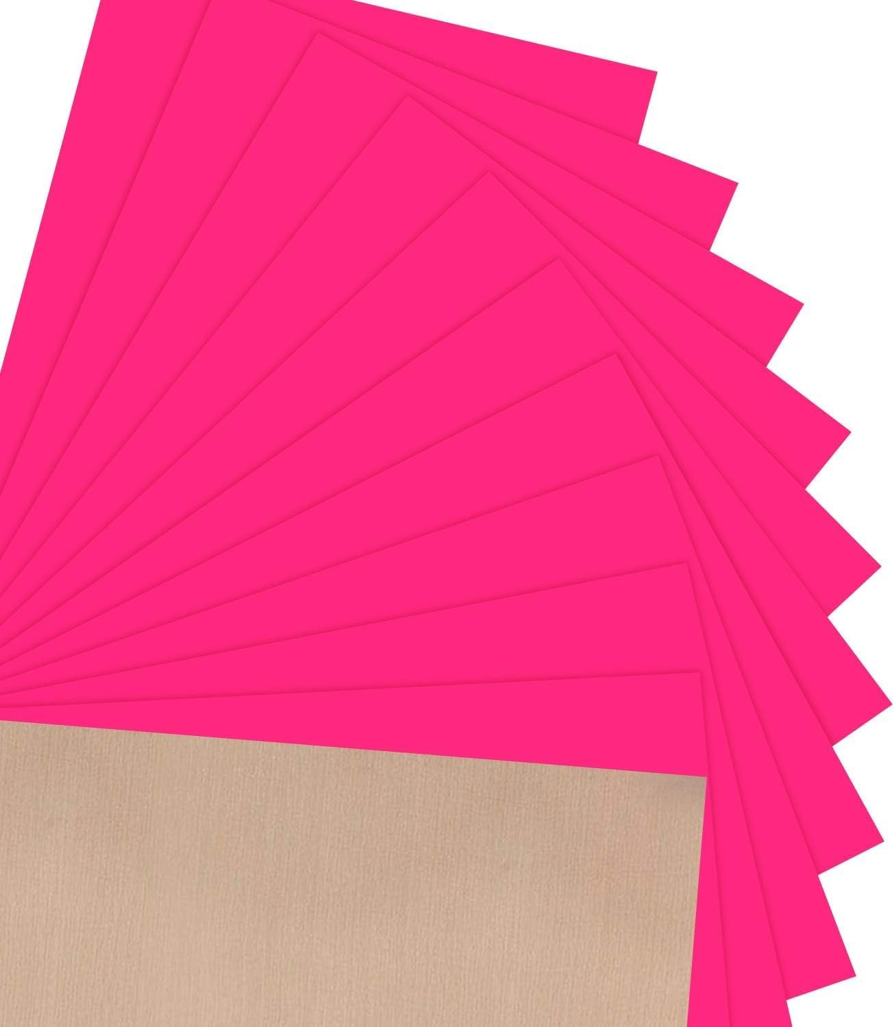 JANDJPACKAGING Neon Pink HTV Heat Transfer Vinyl - 10 Pack HTV Vinyl Compatible with Cricut Cutting Machine, Silhouette Cameo, Bonus PTFE for Heat Press Machine