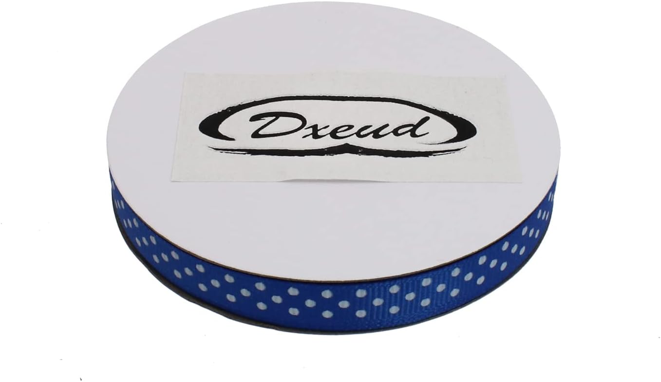 Polka Dot Grosgrain Ribbon 25 Yard Each Roll 100% Polyester (3/8", Royal Blue)