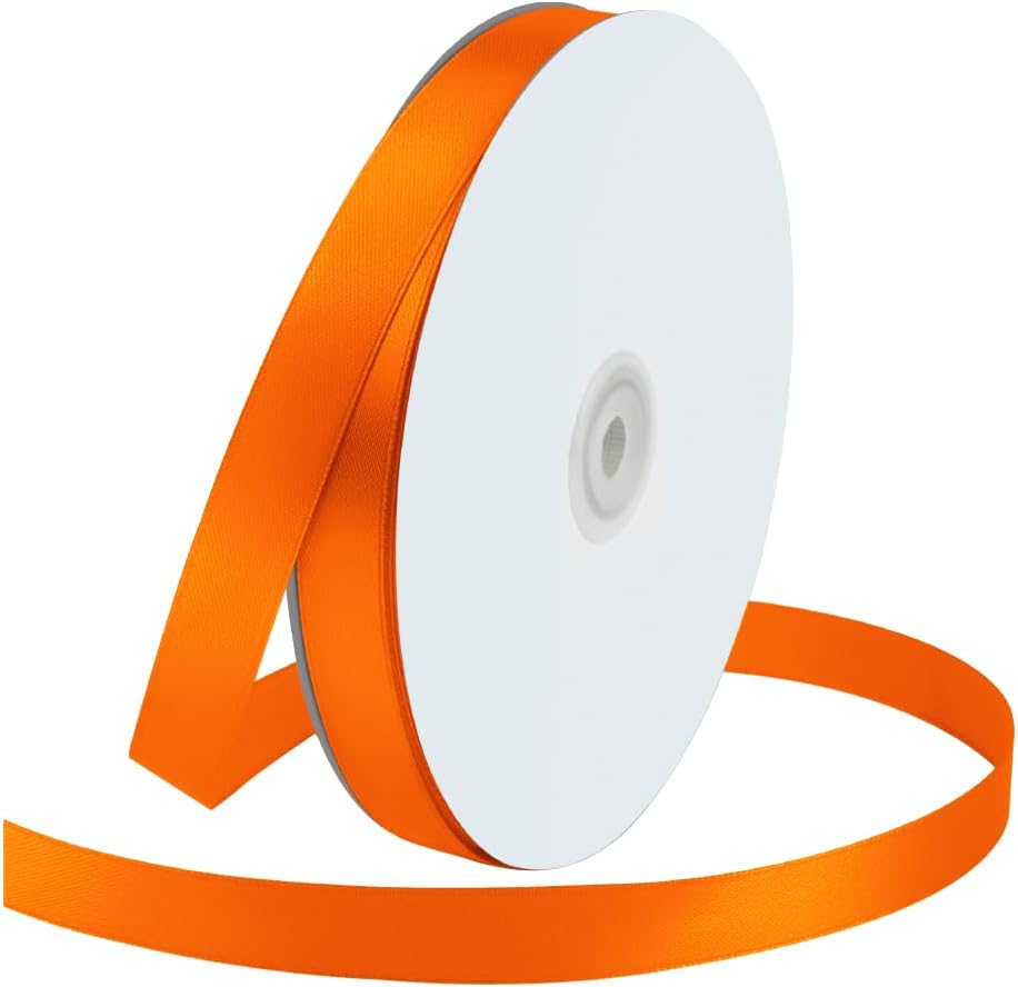 Orange Ribbon 5/8" Wide x 100 Yards, Orange Ribbon for Gift Wrapping, Halloween, Christmas, Wedding, Thanksgiving, Easter