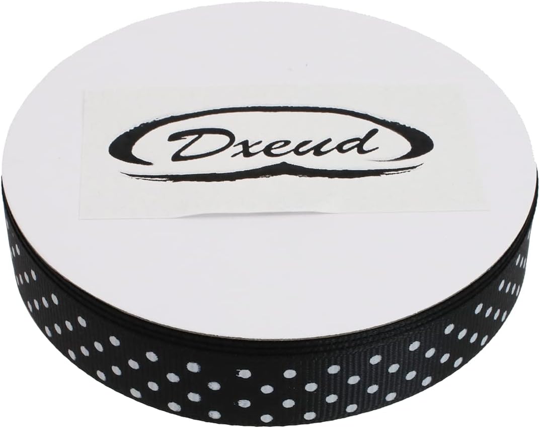 Polka Dot Grosgrain Ribbon 25 Yard Each Roll 100% Polyester (5/8", Black)