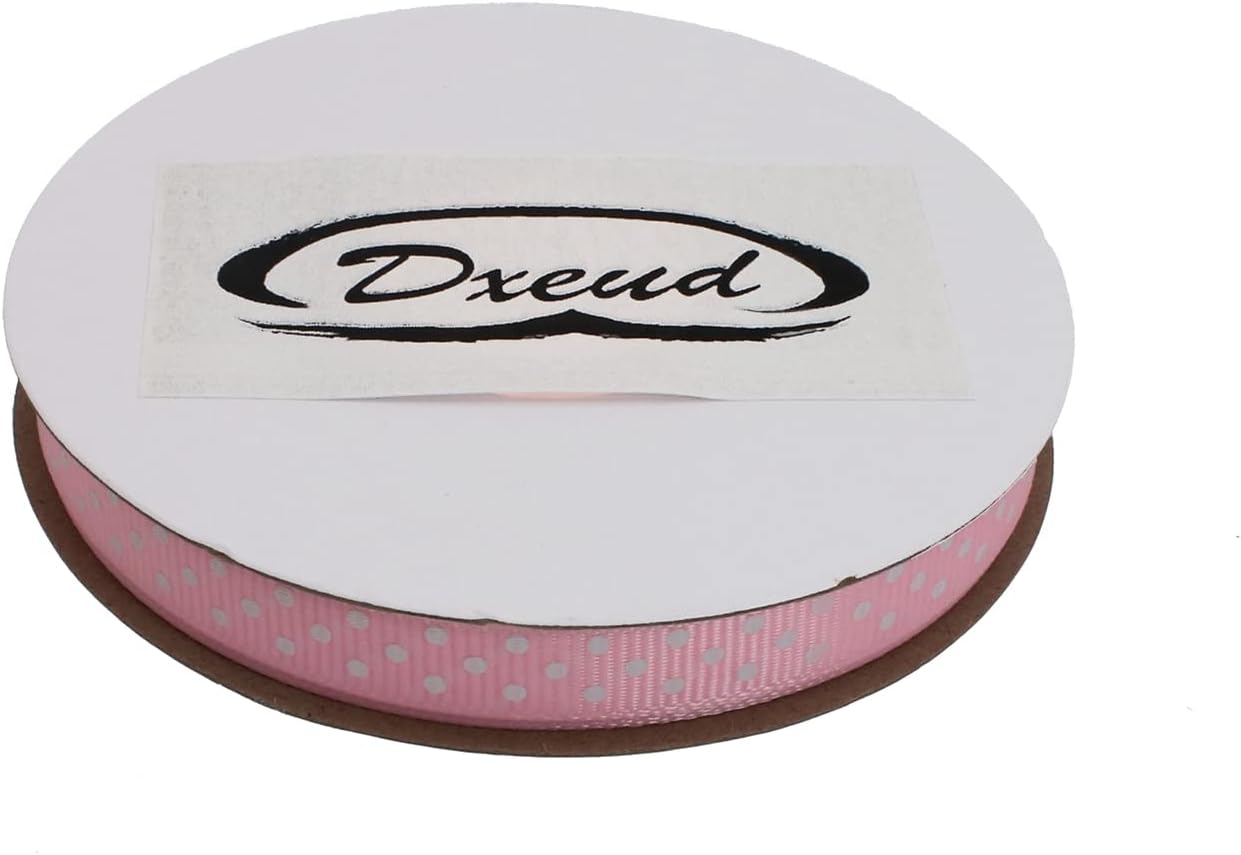 Polka Dot Grosgrain Ribbon 25 Yard Each Roll 100% Polyester (3/8", Pink)