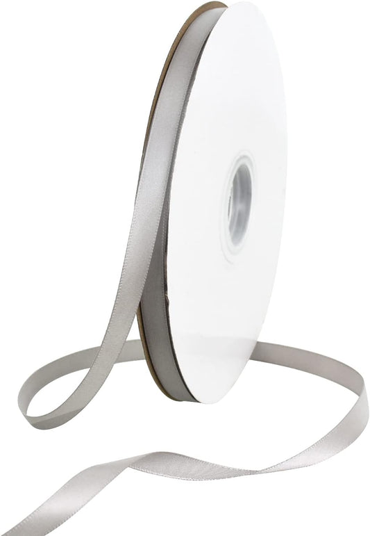 TONIFUL 3/8 Inch x 100yds Silver Satin Ribbon Thin Solid Fabric Ribbons Roll for Gift Wrapping Invitation Floral Hair Balloons Craft Sewing Party Wedding Popsicles Decoration Valentine's Day Bouquet
