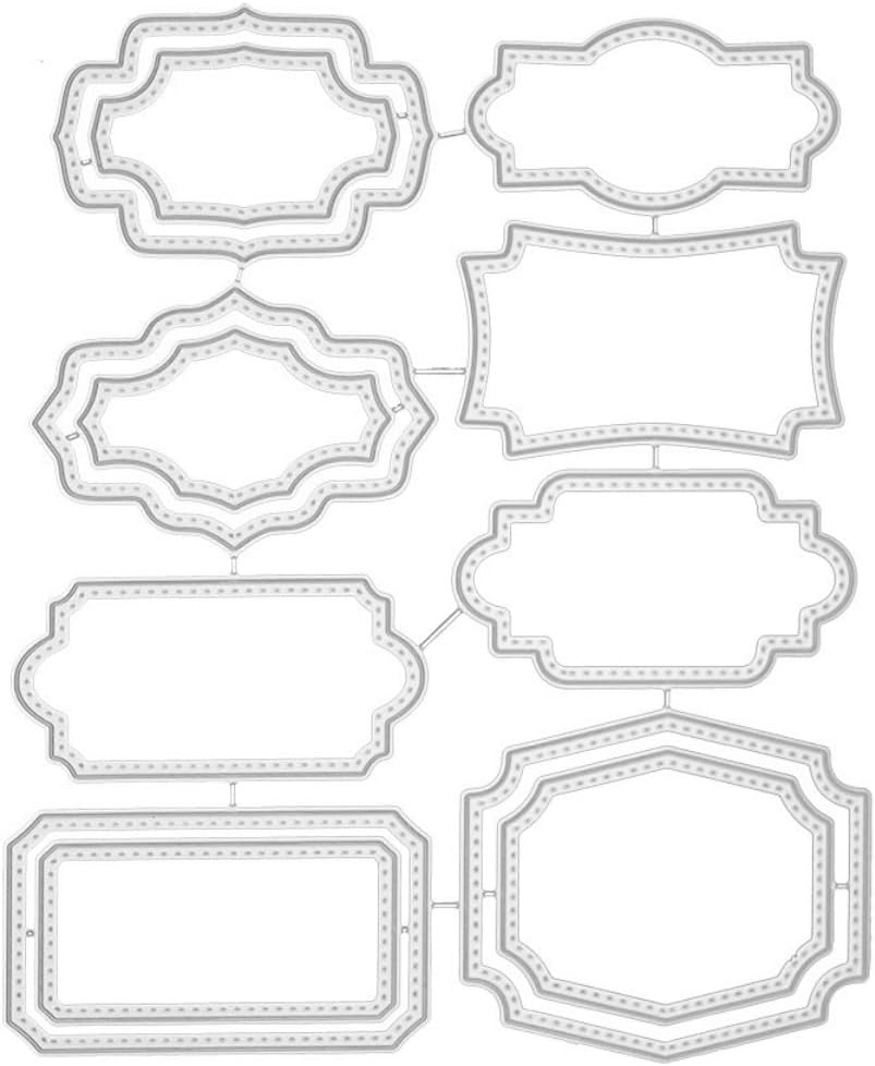 Mvchifay Cutting Dies for Card Making Metal Die-Cuts Scrapbooking Tool Hollow Frame DIY Craft Punch Template Embossing for Paper Album Decor (Various Labels-12.8x15.5cm)
