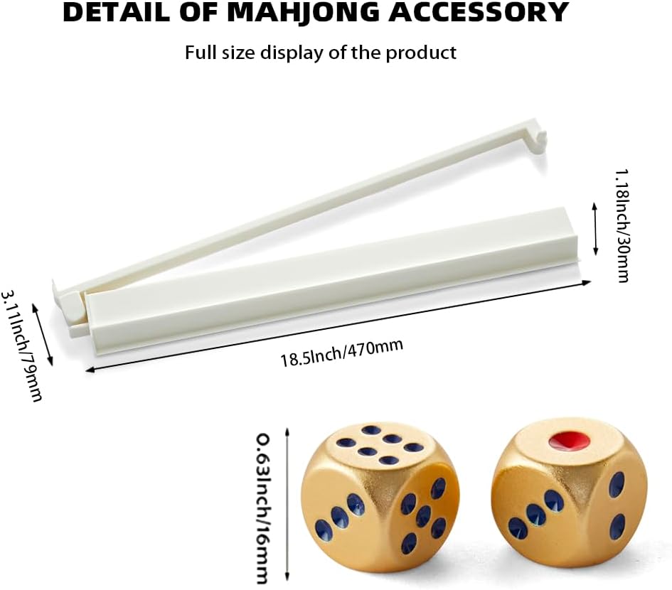 Mahjong All-in-One Tile Rack & Pusher, Acrylic Mahjong Combo, Enhanced Mah Jongg Tile Holders Set of 4 with 3 Goldern Dics (Beige White)