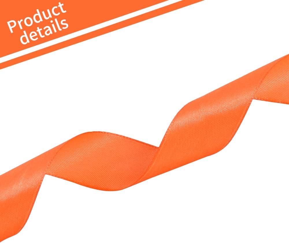 TONIFUL 1 Inch x 100yds Orange Satin Ribbon, Thin Solid Color Satin Ribbon for Gift Wrapping, Crafts, Hair Bows Making, Wedding Party Decoration, Floral Bouquets,Thanksgiving,Halloween