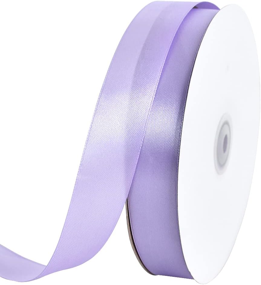 TONIFUL 1 Inch x 100yds Light Purple Satin Ribbon, Thin Solid Color Satin Ribbon for Gift Wrapping, Crafts, Wedding Party Decoration, Invitation Cards, Floral Bouquets, Christmas Halloween