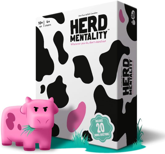 Herd Mentality: Udderly Funny Family Board Game | Easy & Fun for Big Groups of 4-20 Players | Includes 20 Extra Exclusive Questions