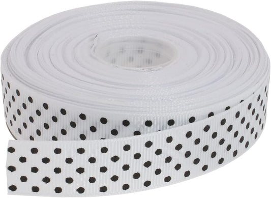 Polka Dot Grosgrain Ribbon 25 Yard Each Roll 100% Polyester (3/4", White)