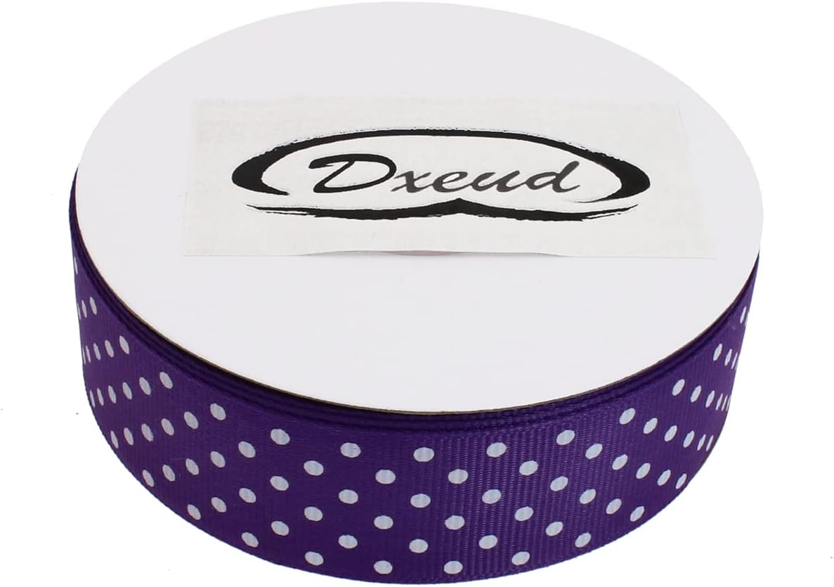 Polka Dot Grosgrain Ribbon 25 Yard Each Roll 100% Polyester (1", Purple)