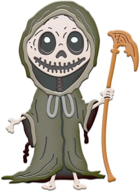 Halloween Clear Silicone stampReusable Stamp with Pumpkins, Skulls, Bats, Santa Claus, and Holiday Designs. Used for Making Cards, scrapbooks, and DIY templates (Halloween Grim Reaper)