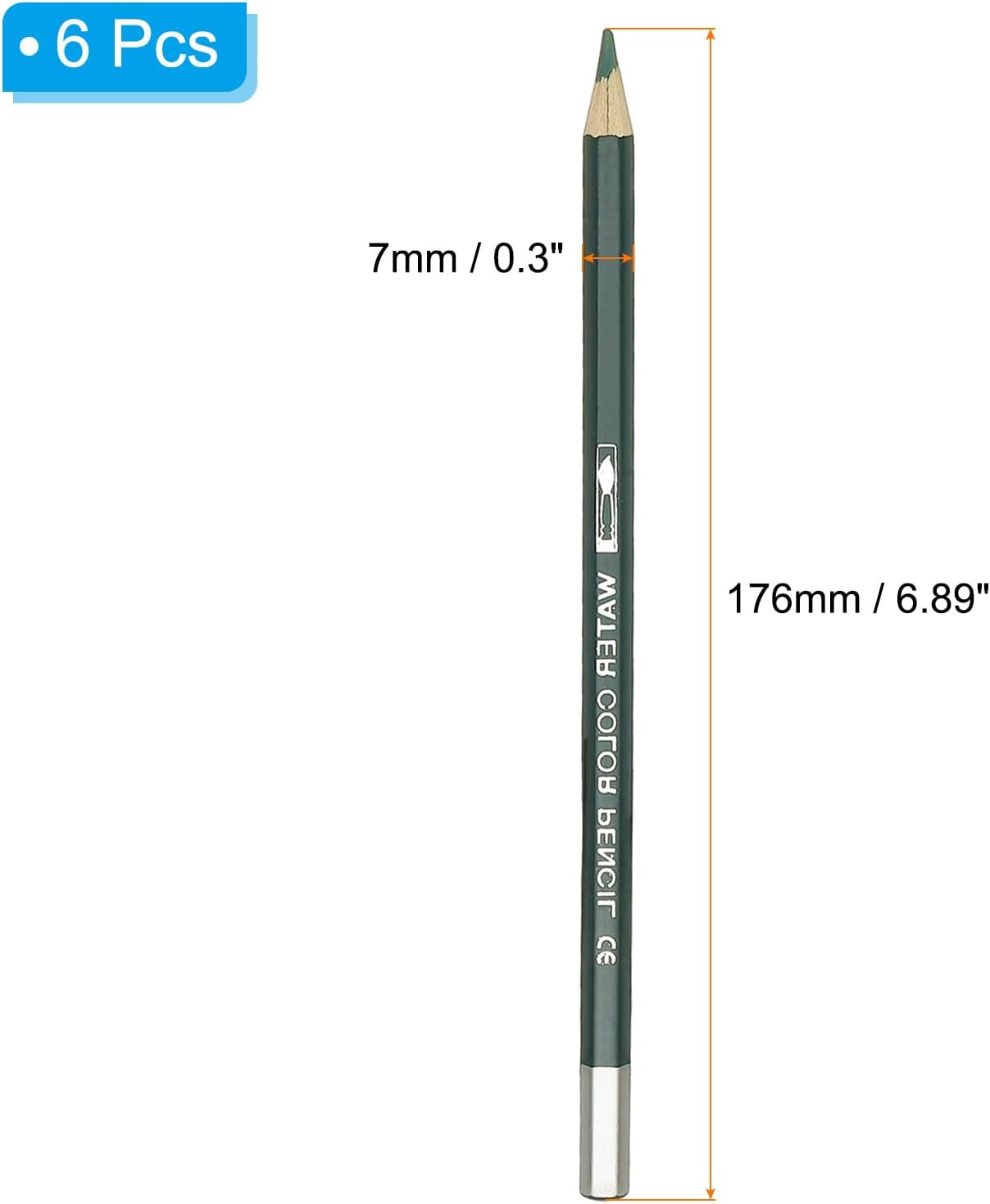 PATIKIL Watercolor Pencil, 6Pcs Water Soluble Pencils for Blending, Coloring, Sketch Drawing, Painting, Dark Green