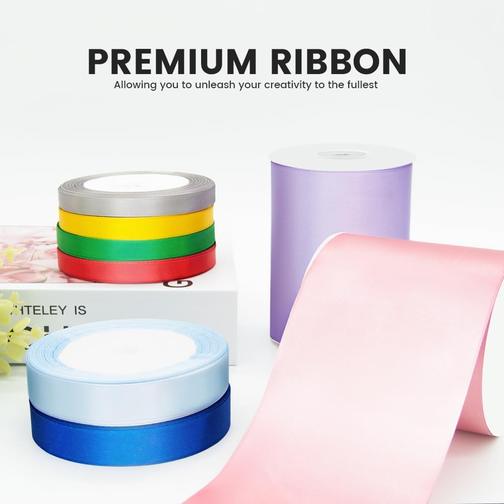 4 Inch x 25 Yard White Satin Ribbon - Perfect for Gift Wrapping, Cutting Ribbons, Ceremony Décor, Wedding Bouquets, Embroidery, Christmas Crafts & Sewing Projects