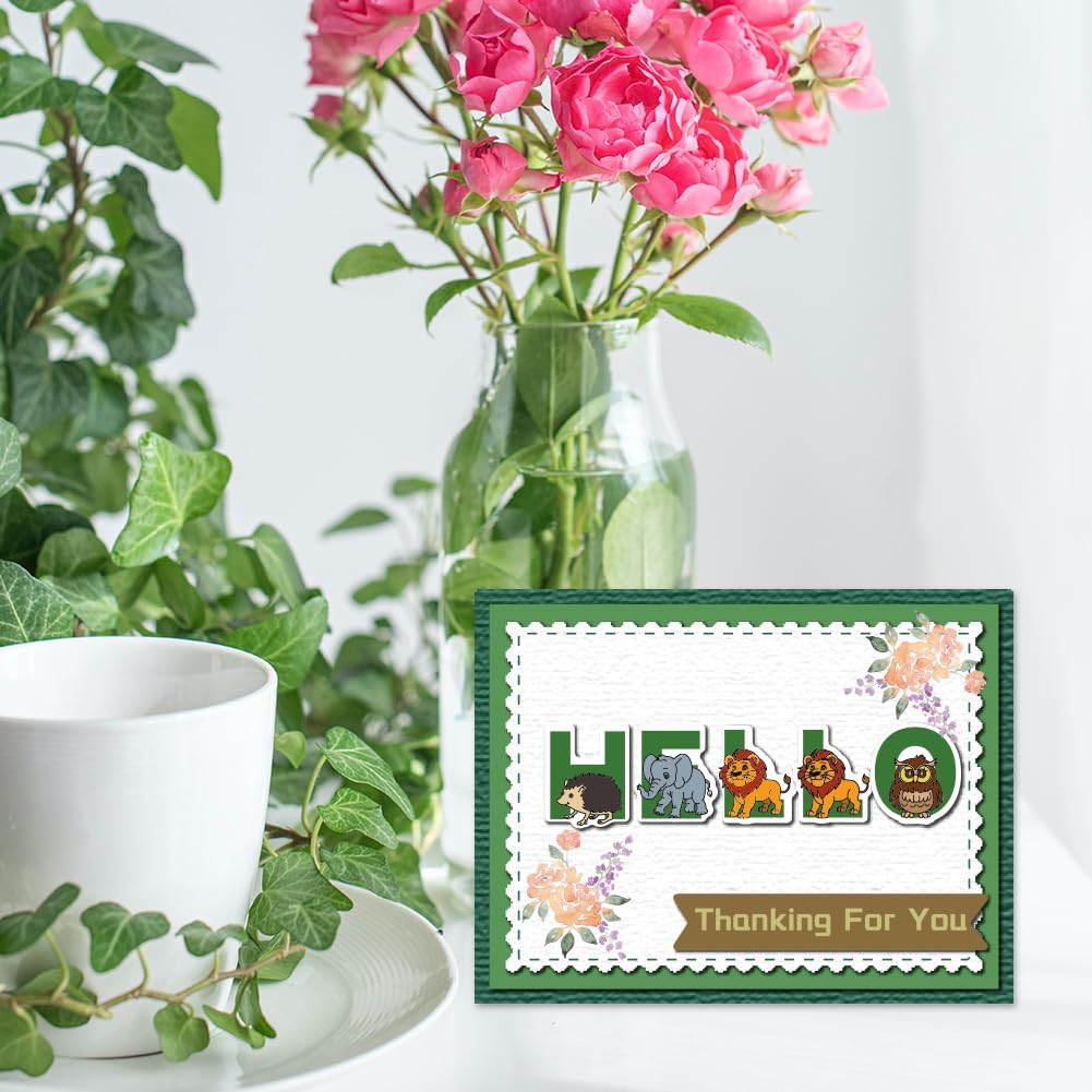 Cute Animals 26 Alphabet Clear Stamps for Card Making Decoration Cute Dog Alphabet Clear Stamps for Scrapbooking Lovely Animals Clear Stamps Educational Gifts for Playroom Classroom