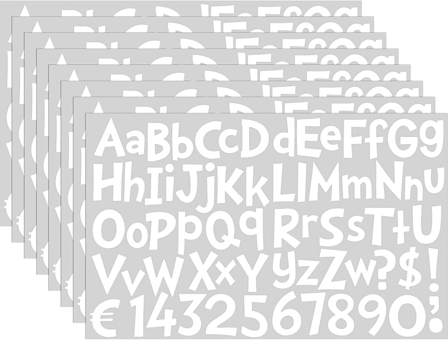 TaoBary 544 Pcs 2 Inch 16 Sheets Large Letter Stickers, Upper and Lower Case, Adhesive Vinyl Alphabet Sticker for Bulletin Board, Poster, Bottle, DIY, Notebook(White,2 Inch)