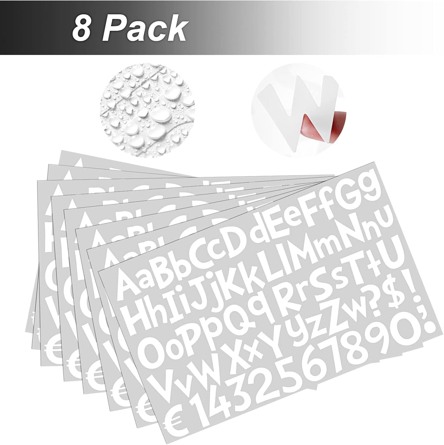 TaoBary 544 Pcs 2 Inch 16 Sheets Large Letter Stickers, Upper and Lower Case, Adhesive Vinyl Alphabet Sticker for Bulletin Board, Poster, Bottle, DIY, Notebook(White,2 Inch)