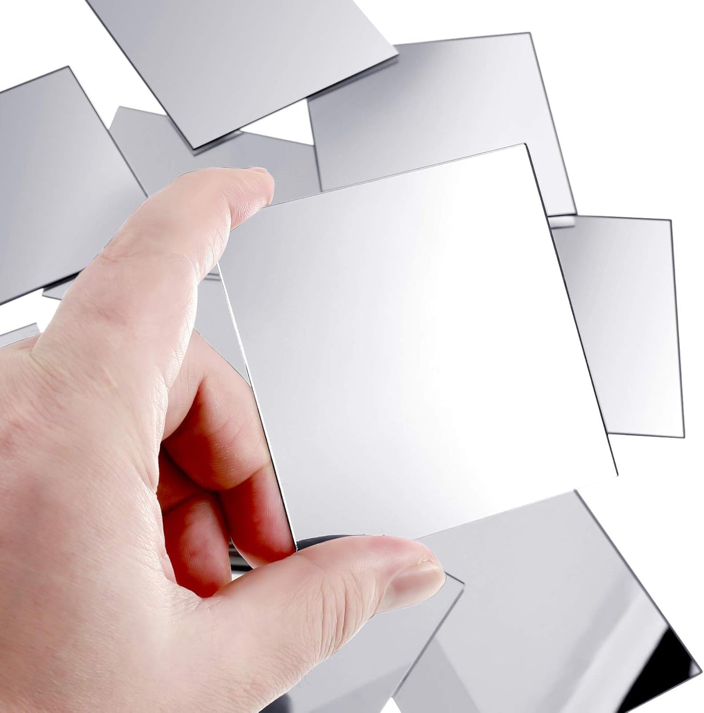 Jetec Mini Size Acrylic Square Mirror Adhesive Small Square Mirror Tiles for Crafts and DIY Projects Supplies(25 Pcs,4 Inches)