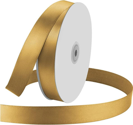 1" Wide x 100 Yards Single Face Polyester Satin Ribbon, Satin Ribbon for Crafts, Gift, Hair Bows, Wedding Party Decoration, Bow Making & Other Projects (Champagne Gold)