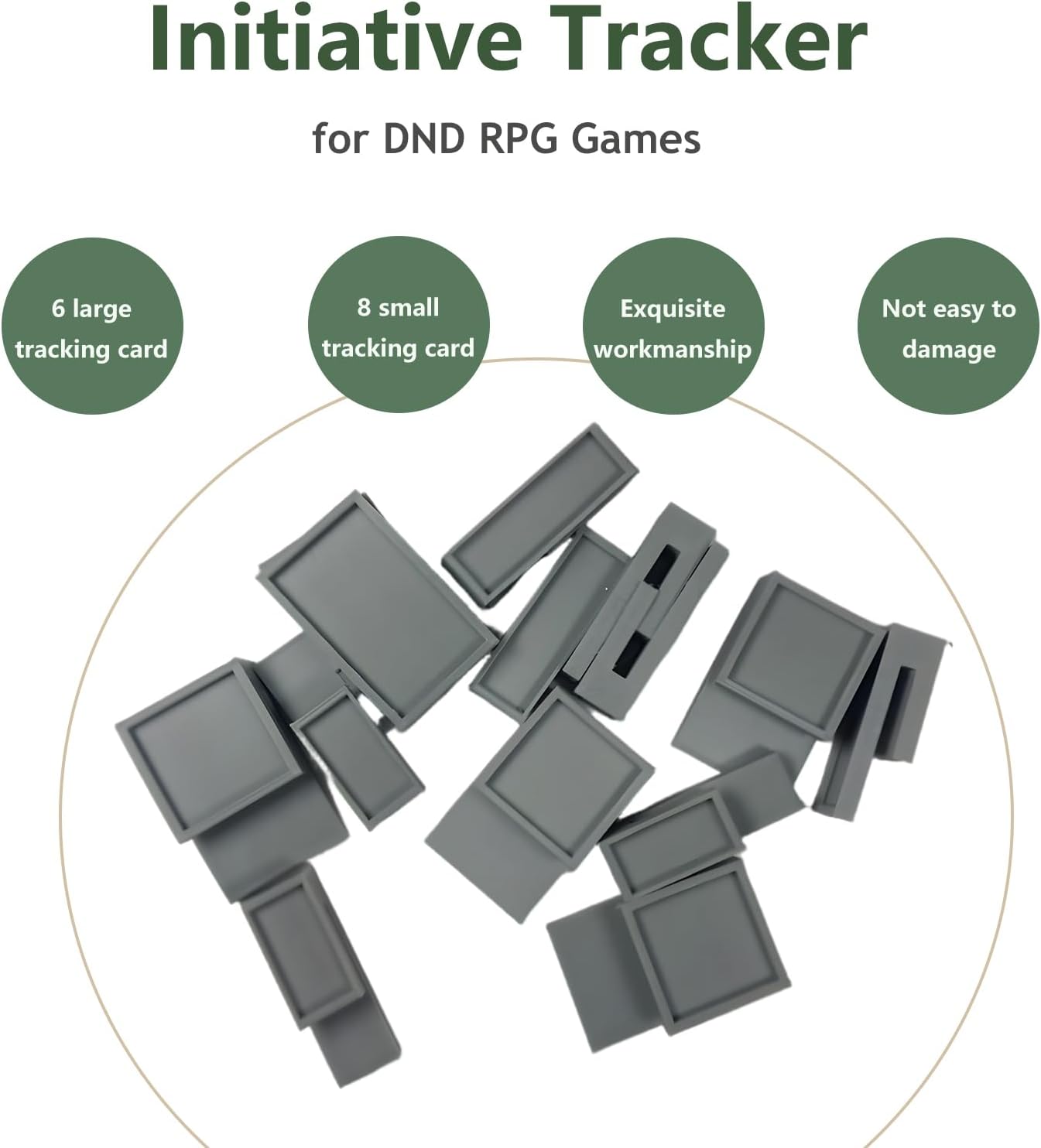 DND Initiative Tracker Set with Gray Character Cards and Red Condition Markers