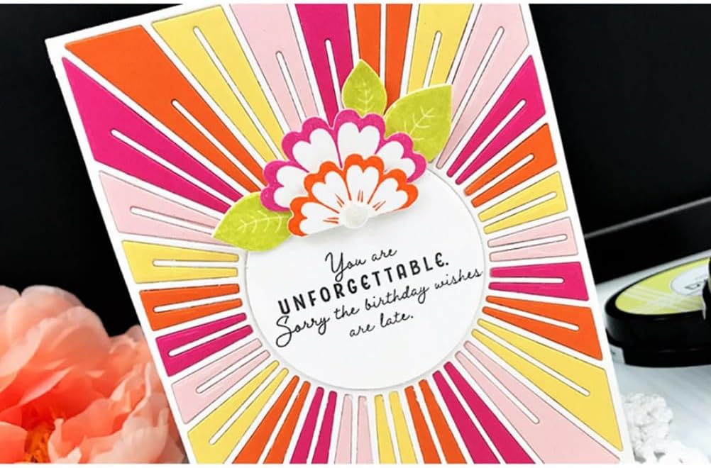 Mvchifay Cutting Dies for Card Making Metal Die-Cuts Scrapbooking Tool Hollow Frame DIY Craft Punch Template Embossing for Paper Album Decor (Sunrise Frame-14.3x11.3cm)