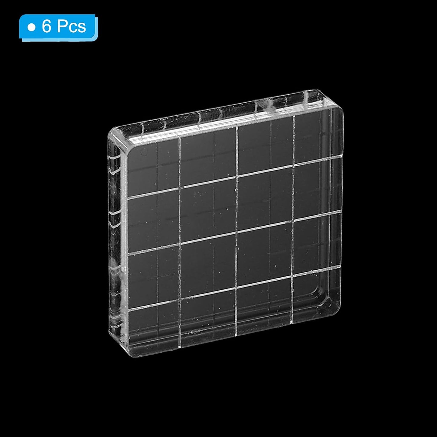 PATIKIL 1.6"x1.6" Acrylic Stamp Block, 6Pcs Clear Stamping Block with Grid Lines Decorative Mounting Blocks Square for Scrapbooking DIY Crafts Card Making