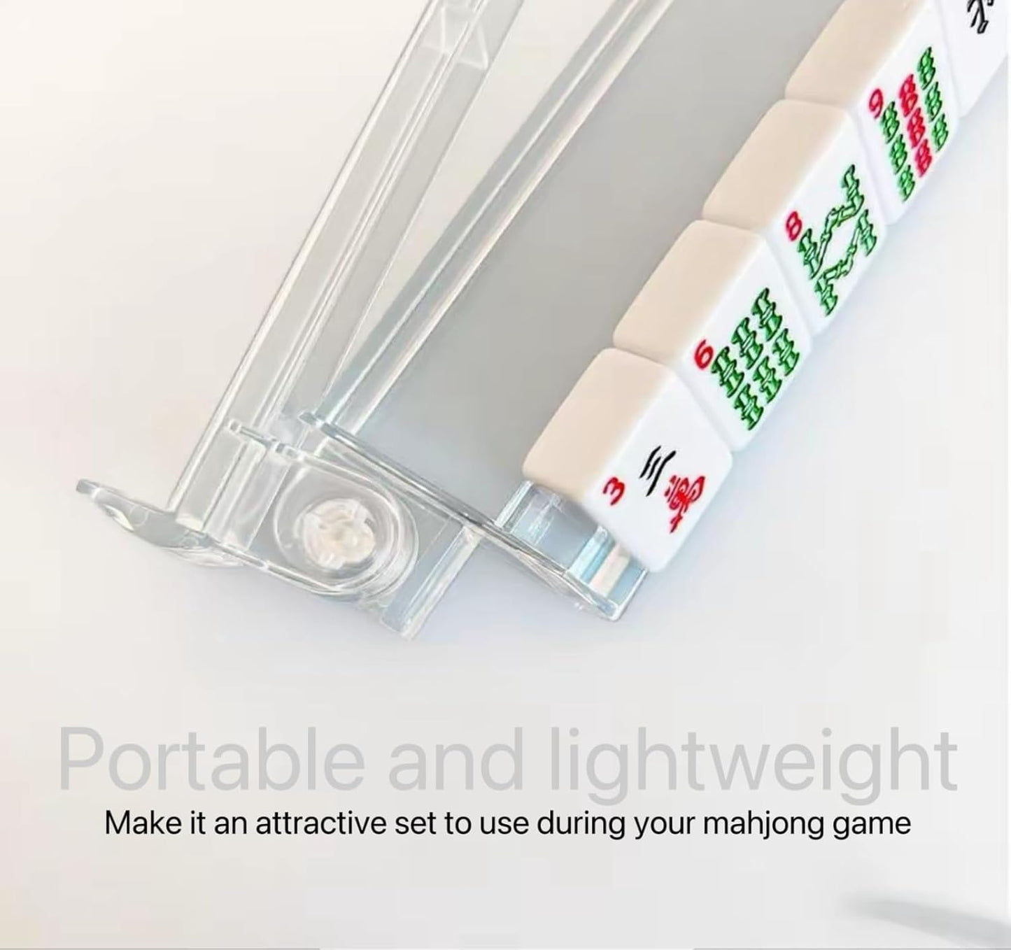 Mahjong All-in-One Tile Rack & Pusher, Clear Acrylic Mahjong Rack and Pusher Combo, Enhanced Mah Jongg Tile Holders Set of 4，Color，with 4 Dics (Transparent)