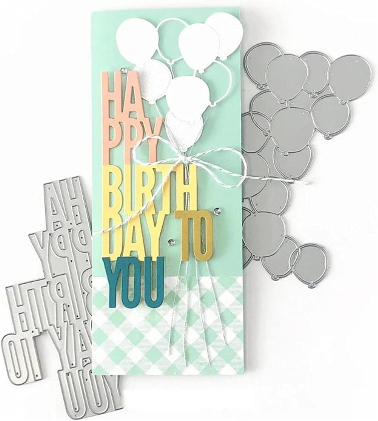 Mvchifay Cutting Dies for Card Making Metal Die-Cuts Scrapbooking Tool Hollow Frame DIY Craft Punch Template Embossing for Paper Album Decor (Happy Birthday Ballon-4.7x5.7in)