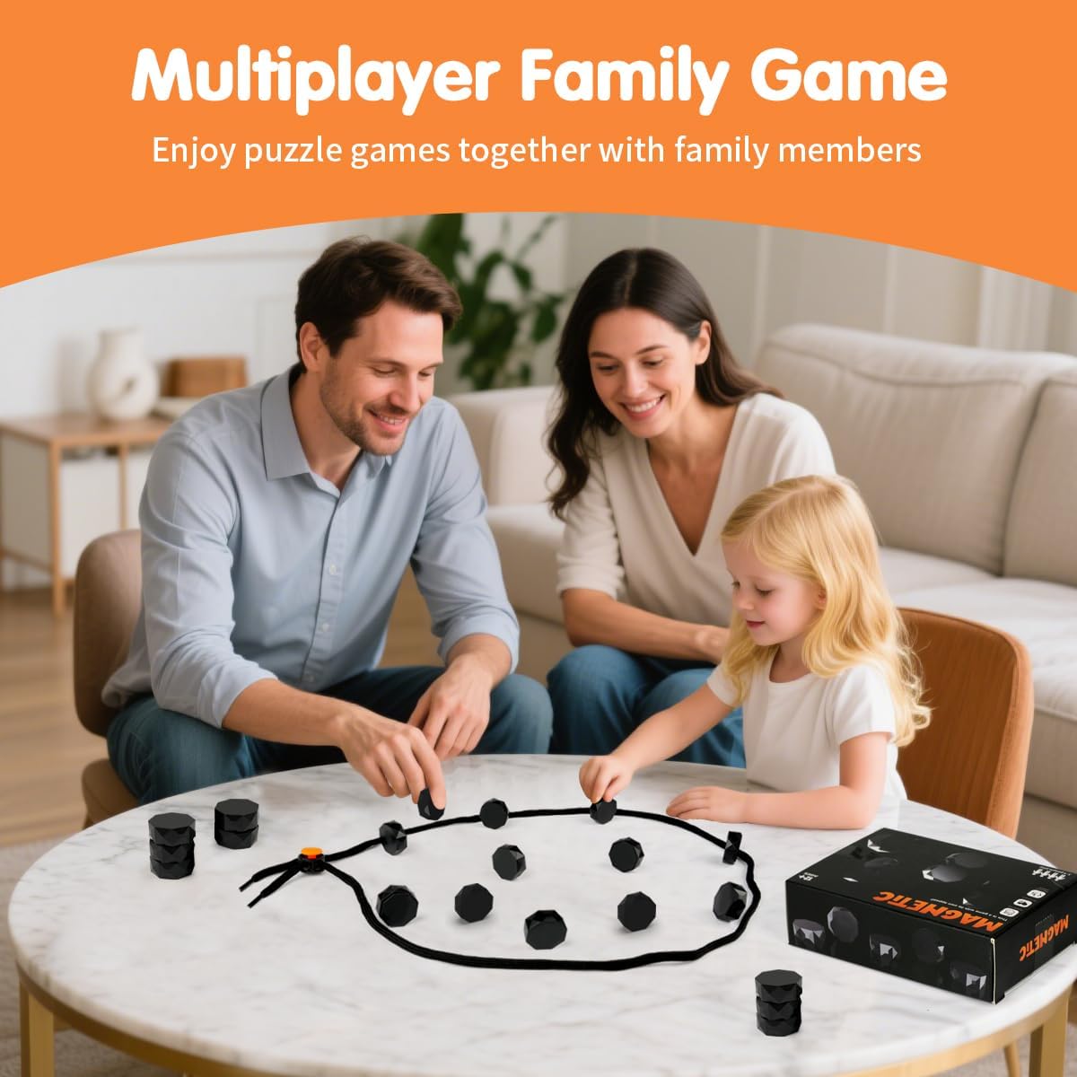 2025 New Magnetic Chess Game Set with 20 Stones & Rope – Portable Multiplayer Magnet Board Game, Fun Strategy Puzzle for Kids & Adults, Family Party Travel Cluster Game, Ideal Gift for All Ages