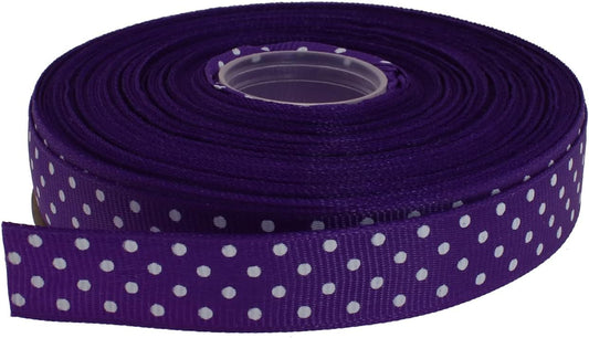 Polka Dot Grosgrain Ribbon 25 Yard Each Roll 100% Polyester (5/8", Purple)