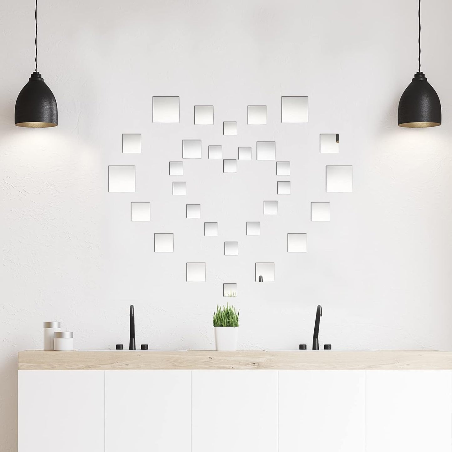 Jetec 50 Pieces Mini Size Square Mirror Adhesive Small Square Craft Mirror Tiles for Crafts and DIY Projects Supplies Home Decoration(1 x 1/2 x 2/3 x 3 Inch)