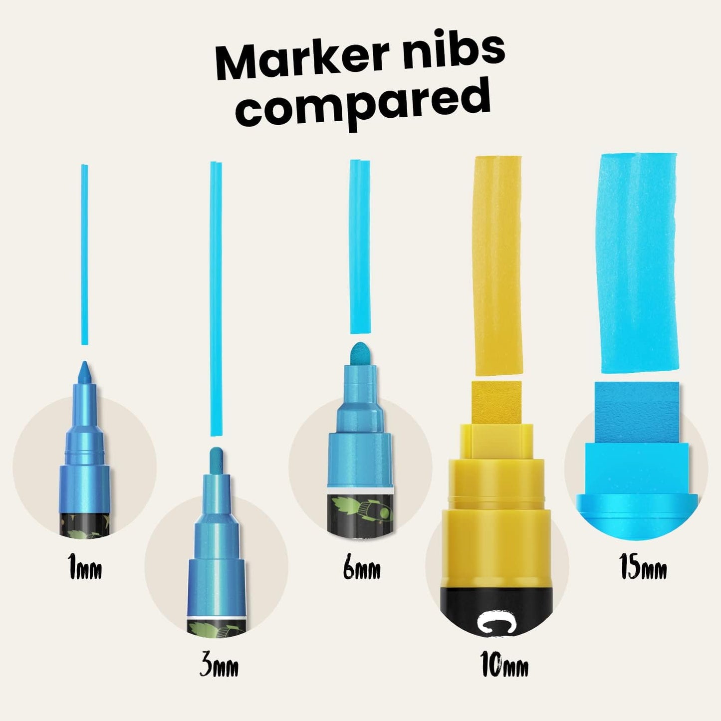 10mm Metallic Chalk Markers (10 Pack) Liquid Chalk Pens - For Blackboards, Chalkboard, Bistro Menu, Window - Wet Wipe Erasable Car Window Markers - 10mm 3-in-1 Wide Nib