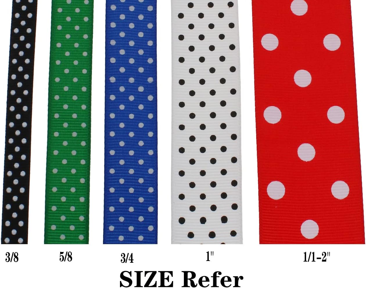 Polka Dot Grosgrain Ribbon 25 Yard Each Roll 100% Polyester (1/1-2", Black)
