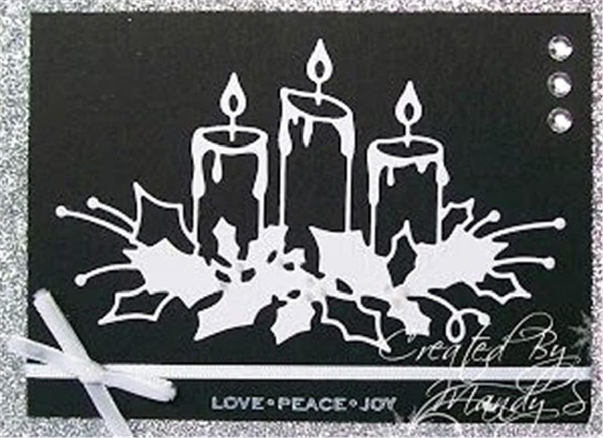 Metal Cutting Dies DIY Merry Christams Embossing Stencil Template Scrapbooking Card Making Mold Photo Album Arts Crafts Tools (3 Pcs Prayer candles-11x6.5cm)
