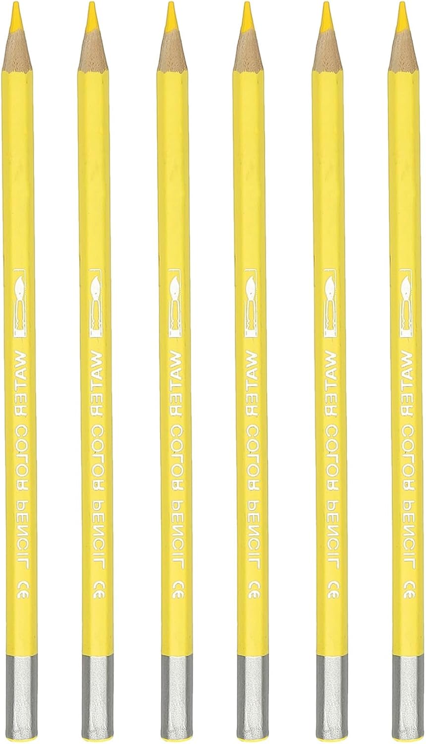 PATIKIL Watercolor Pencil, 6Pcs Water Soluble Pencils for Blending, Coloring, Sketch Drawing, Painting, Light Yellow