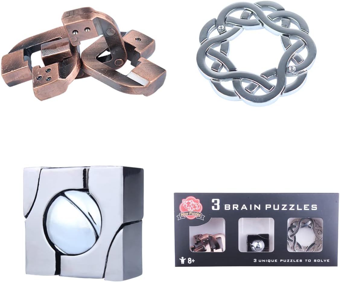 Brain Teaser Puzzle for Adults Puzzles Metal Hole Lock Adult Educational Toy Games for Adults Teens Educational Toy Gift (White)