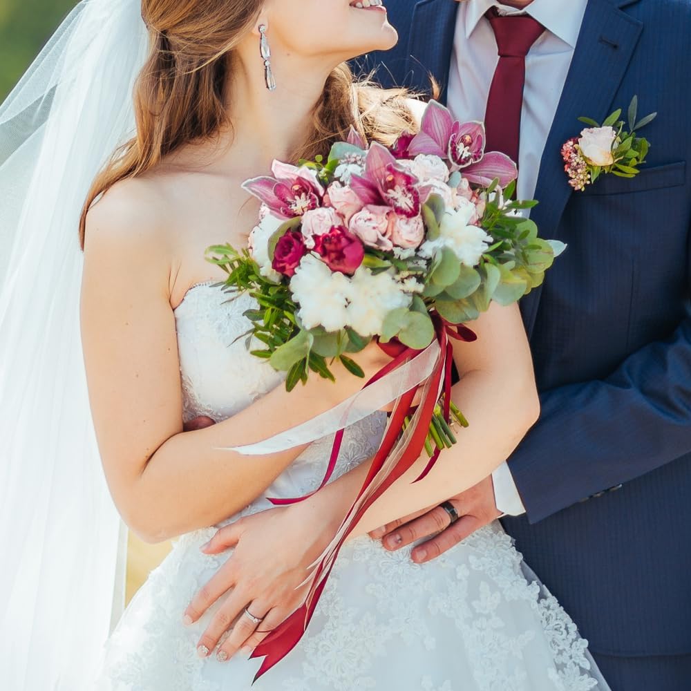 3/8" Width x 50 Yards Satin Fabric Ribbon, Red Ribbon Perfect for DIY Bows, Gift Wrapping, Craft, Flower Bouquet, Christmas and Party Decoration