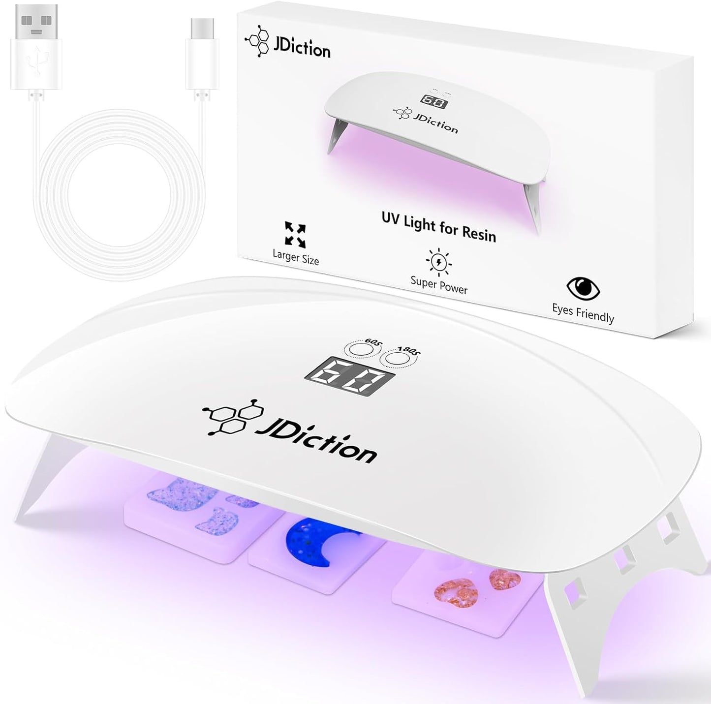 JDiction UV Light for Resin, Super Large UV Resin Light with LED Display Screen, Higher Power Lightweight Portable UV Lamp for UV Resin, Jewelry Making, Craft and Decoration