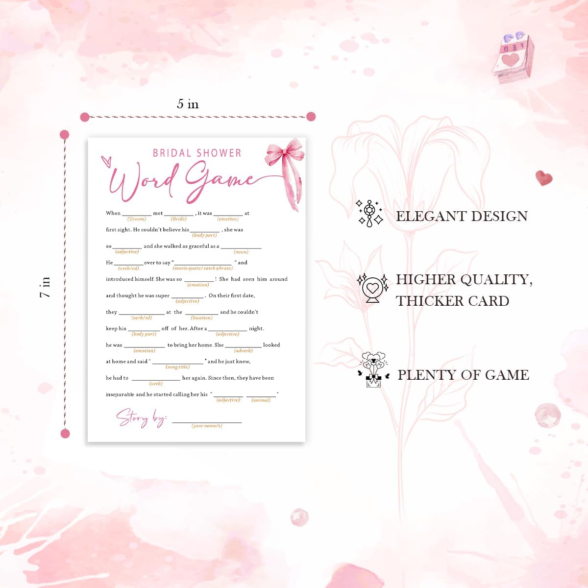 Wedding Shower Games Cards, Bridal Shower Word Game, Bridal Shower Games 25 Guests, Engagement Party Wedding Games for Guests, Pink Ribbon Bow Wedding Party Supplies - E16